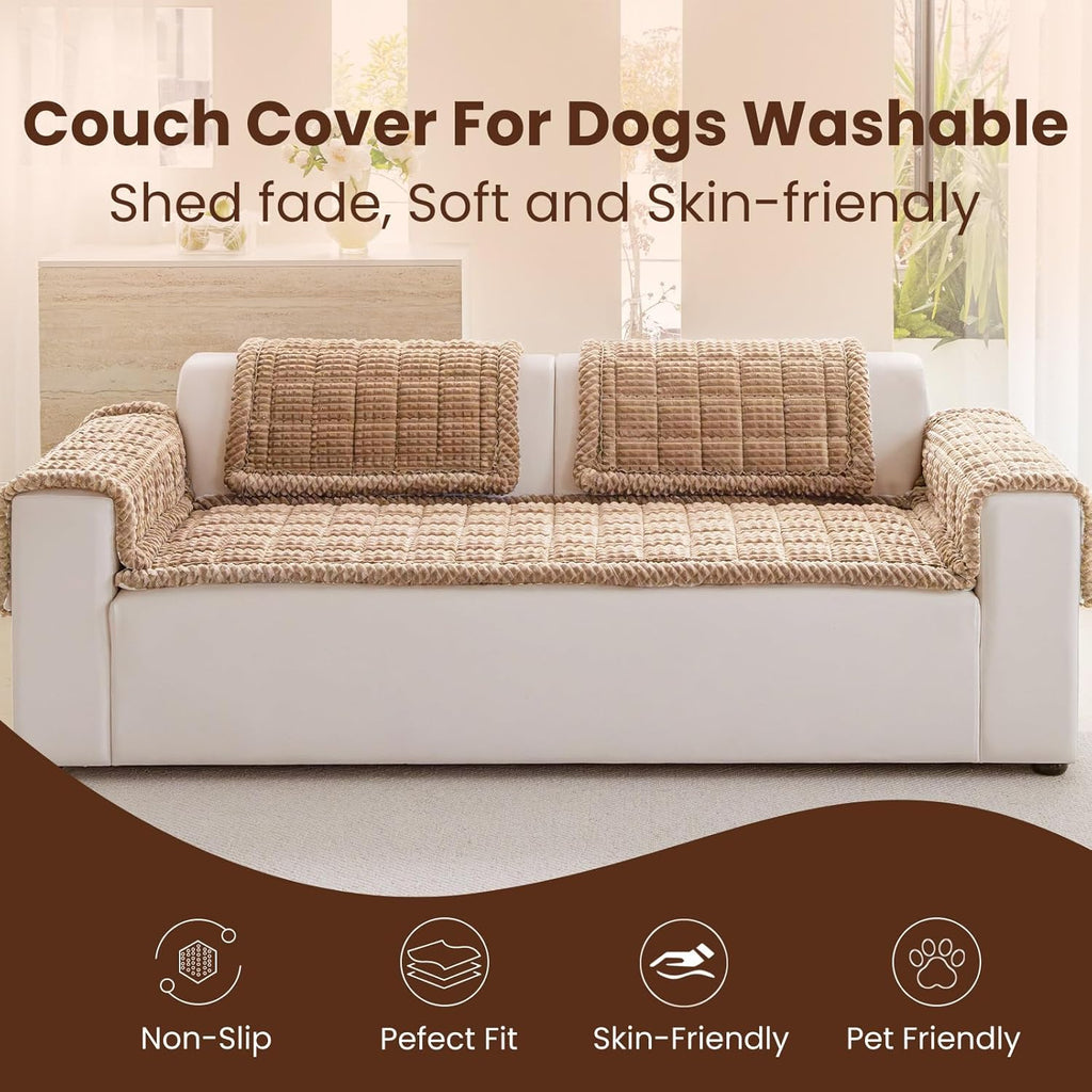 Couch Cover for Dogs Washable, Non-Slip Pet Couch Covers for Sofa, Fuzzy Dog Couch Cover Blanket, Thick, Soft, Plush Couch Cushion Covers for Sofa Protector